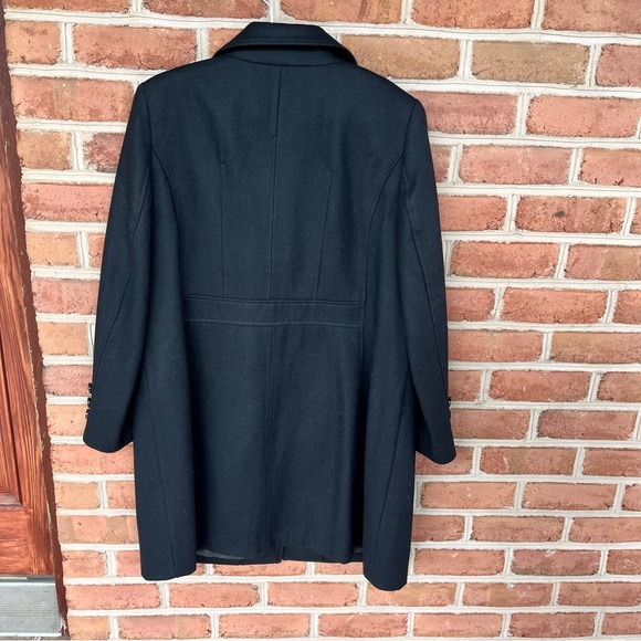 Prestigious black winter pea coat. Designer 1X - Picture 2 of 12